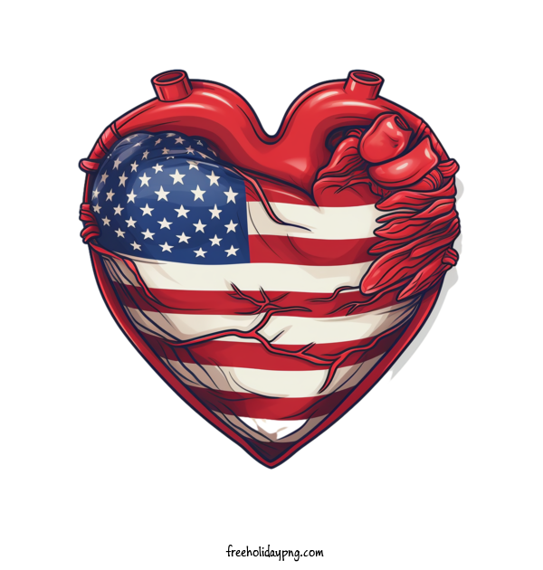 Transparent US Independence Day 4th Of July flag heart for 4th Of July for Us Independence Day