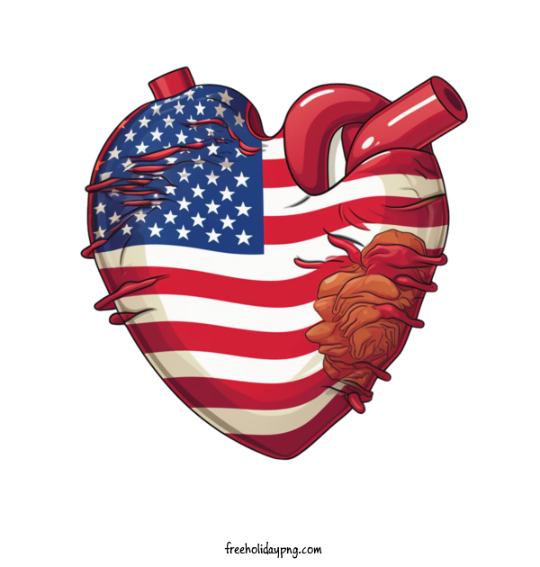 Transparent US Independence Day 4th Of July heart flag for 4th Of July for Us Independence Day