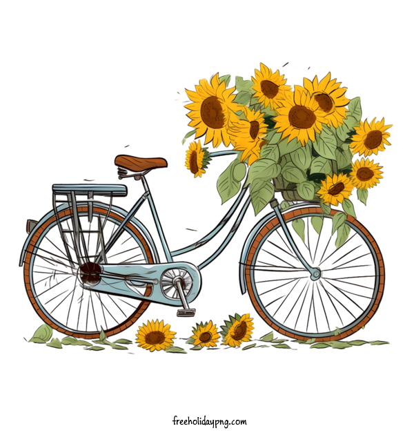 Transparent World Bicycle Day Bicycle sunflowers bicycle for World Bike Day for World Bicycle Day