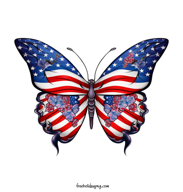Transparent US Independence Day 4th Of July Butterfly Flag for 4th Of July for Us Independence Day