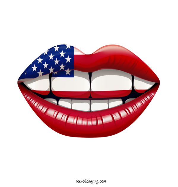 Transparent US Independence Day 4th Of July american flag lips for 4th Of July for Us Independence Day