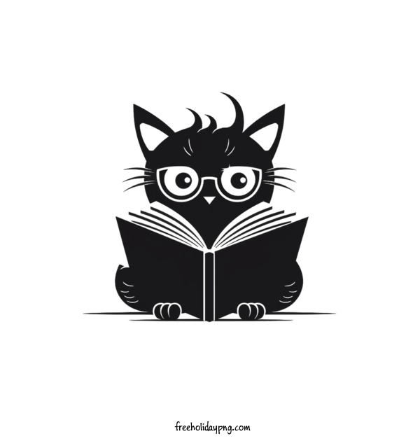 Transparent Book Lovers Day Reading Book black cat reading for Reading Book for Book Lovers Day