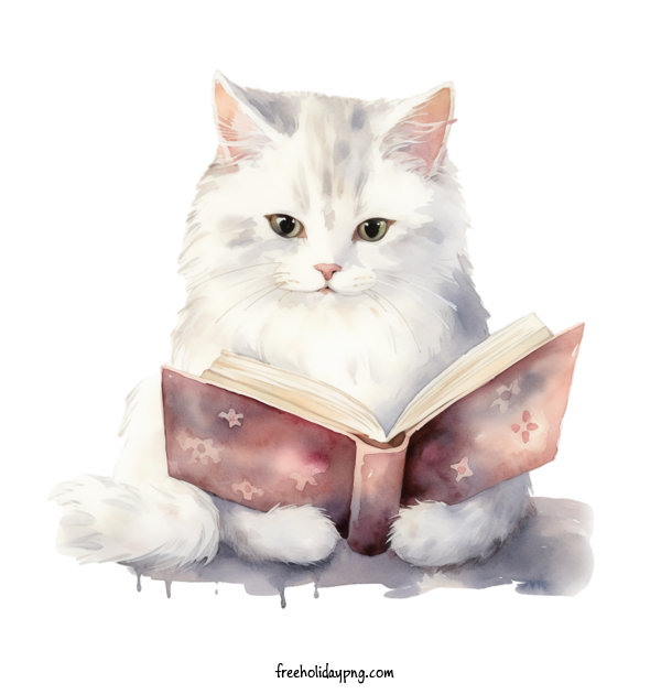 Transparent Book Lovers Day Reading Book kitten cat for Reading Book for Book Lovers Day