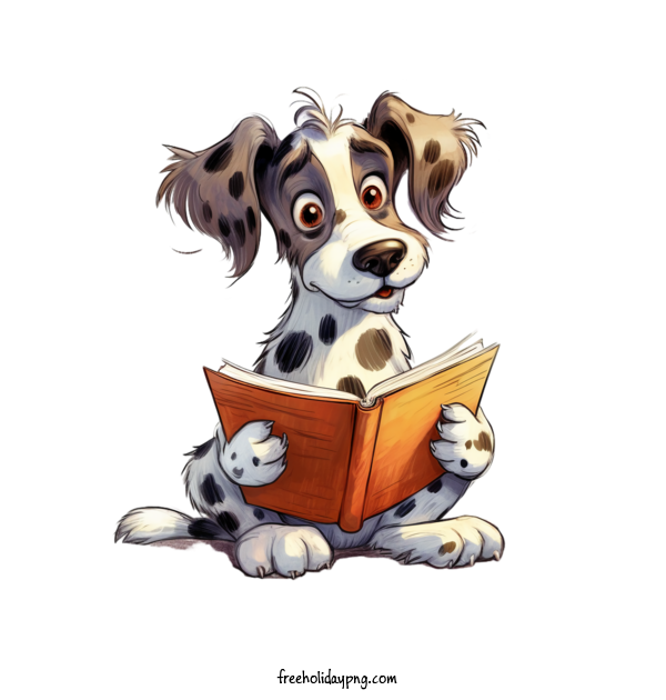 Transparent Book Lovers Day Reading Book dog puppy for Reading Book for Book Lovers Day