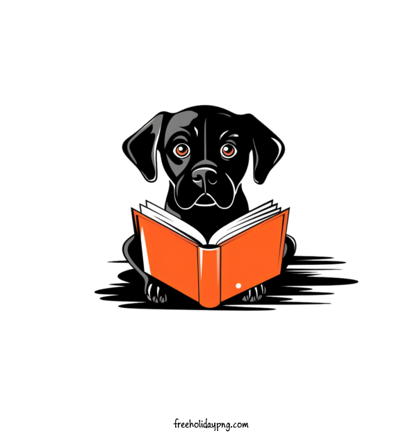 Transparent Book Lovers Day Reading Book dog black labrador for Reading Book for Book Lovers Day