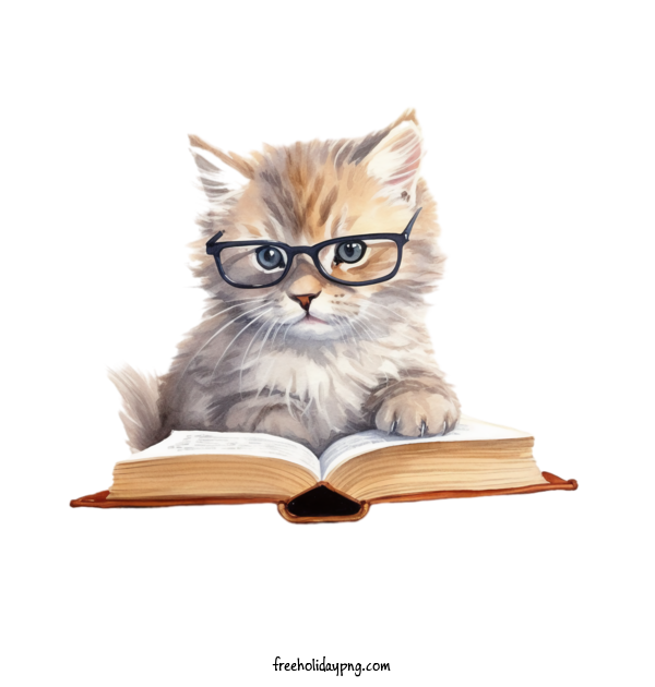 Transparent Book Lovers Day Reading Book kitten book for Reading Book for Book Lovers Day
