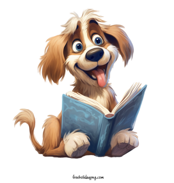 Transparent Book Lovers Day Reading Book dog puppy for Reading Book for Book Lovers Day