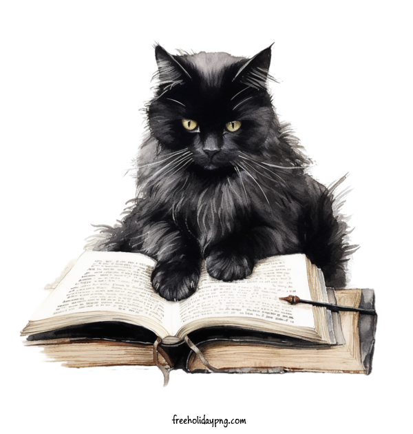 Transparent Book Lovers Day Reading Book cat black for Reading Book for Book Lovers Day