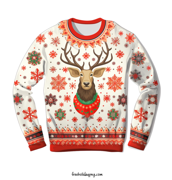 Transparent Christmas Christmas Sweater deer red and white for Christmas Sweater for Christmas