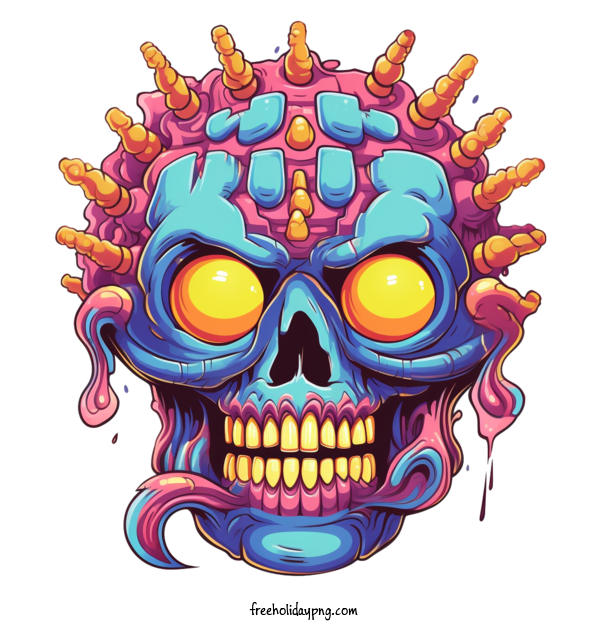 Transparent Halloween Zombie skull psychedelic for Zombie for Halloween
