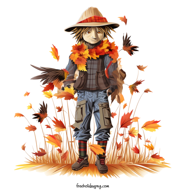 Transparent Halloween Scarecrow autumn fall foliage for Scarecrow for Halloween
