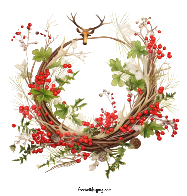 Transparent christmas wreath christmas bough wreath deer antlers holly berries for christmas bough wreath for Christmas Wreath