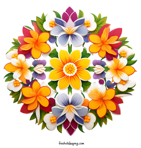 Transparent Onam Onam Floral Rangoli flower wreath floral design for Onam Floral Rangoli for Onam