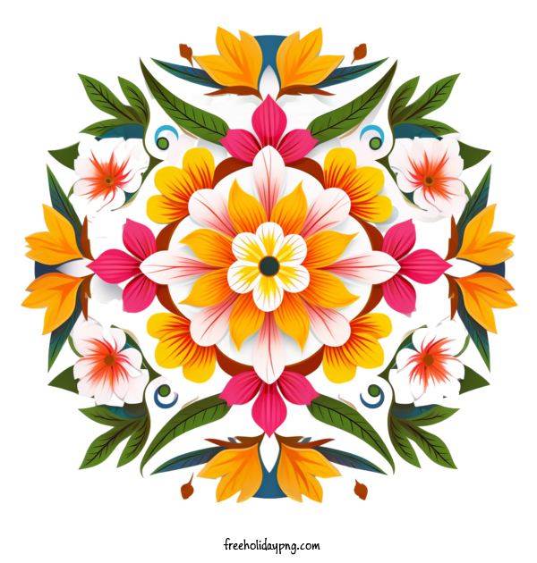 Transparent Onam Onam Floral Rangoli floral colorful for Onam Floral Rangoli for Onam