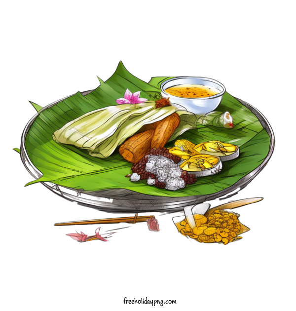 Transparent Onam Onam Sadya Food banana leaf coconut milk for Onam Sadya Food for Onam