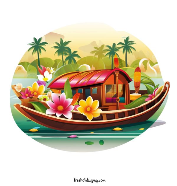 Transparent Onam Onam Boat Boat Flower decoration for Onam Boat for Onam