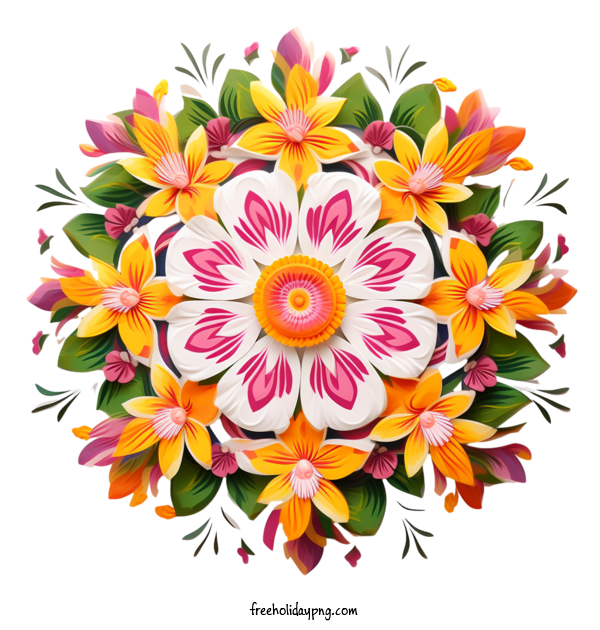 Transparent Onam Onam Floral Rangoli Flower bouquet for Onam Floral Rangoli for Onam