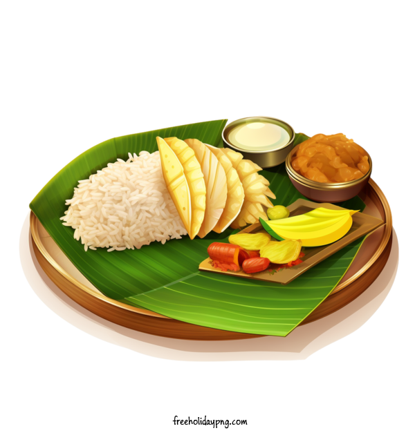 Transparent Onam Onam Sadya Food banana leaf coconut rice for Onam Sadya Food for Onam