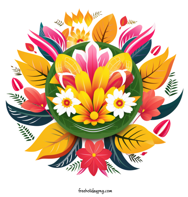 Transparent Onam Onam Floral Rangoli flower circle for Onam Floral Rangoli for Onam