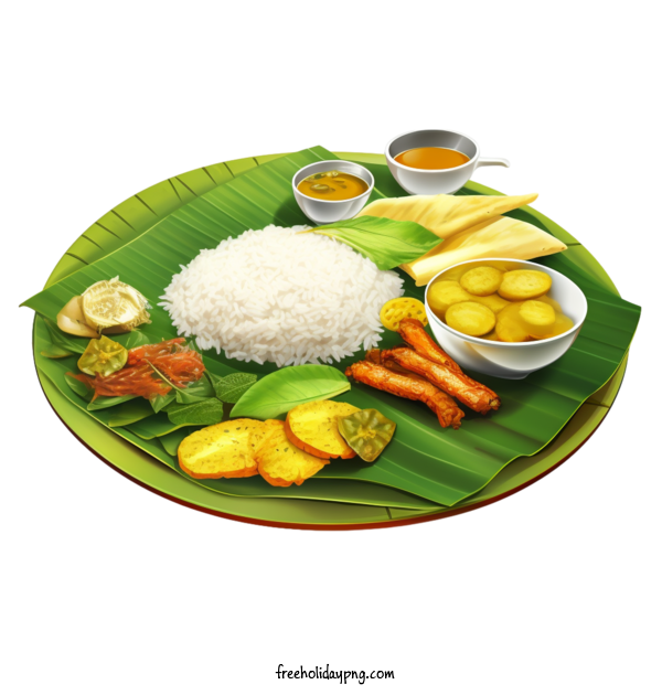 Transparent Onam Onam Sadya Food banana leaf rice for Onam Sadya Food for Onam