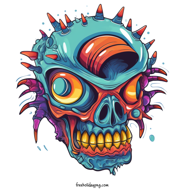 Transparent Halloween Zombie skull cartoon for Zombie for Halloween