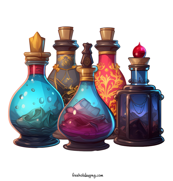 Transparent halloween magic potion liquor bottles mysterious for magic potion for Halloween