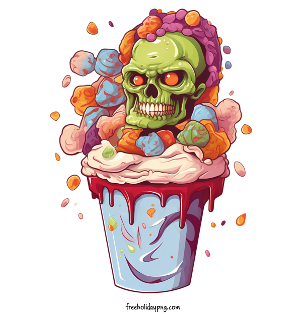 Transparent Halloween zombie skull ice cream for zombie for Halloween