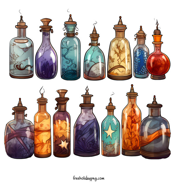 Transparent halloween magic potion magical bottles glass bottles for magic potion for Halloween