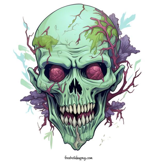Transparent Halloween zombie skull glowing eyes for zombie for Halloween