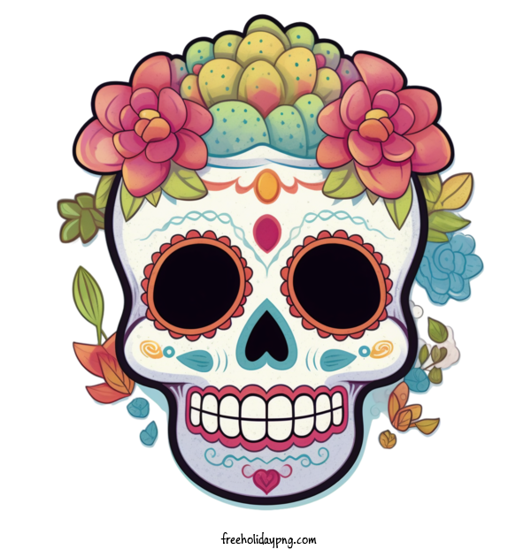 Transparent Day of the Dead Sugar Skull sugar skull cactus for Sugar Skull for Day Of The Dead