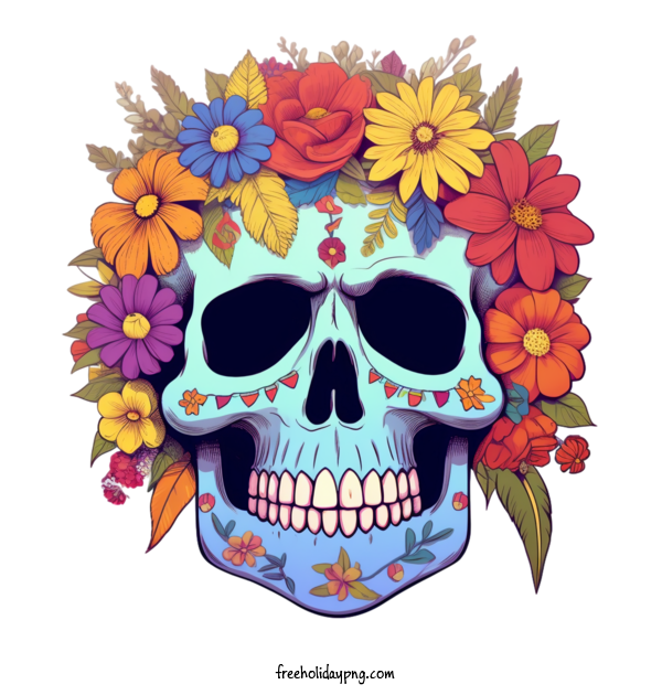Transparent Day of the Dead Sugar Skull skull flower crown for Sugar Skull for Day Of The Dead