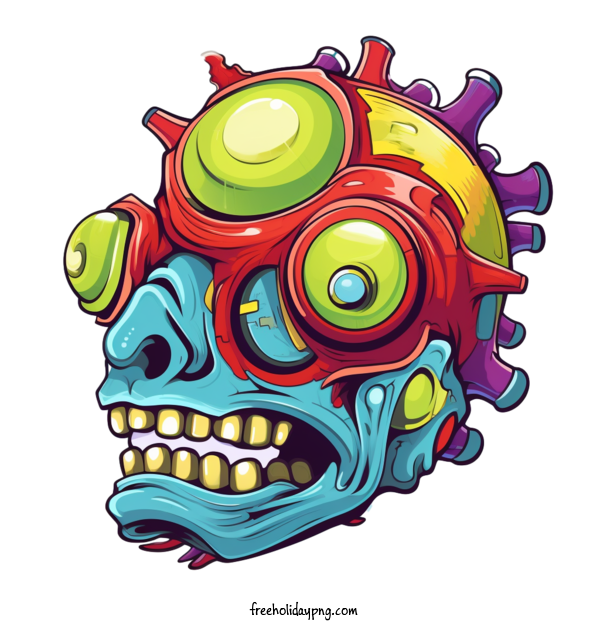 Transparent Halloween Zombie colorful zany for Zombie for Halloween