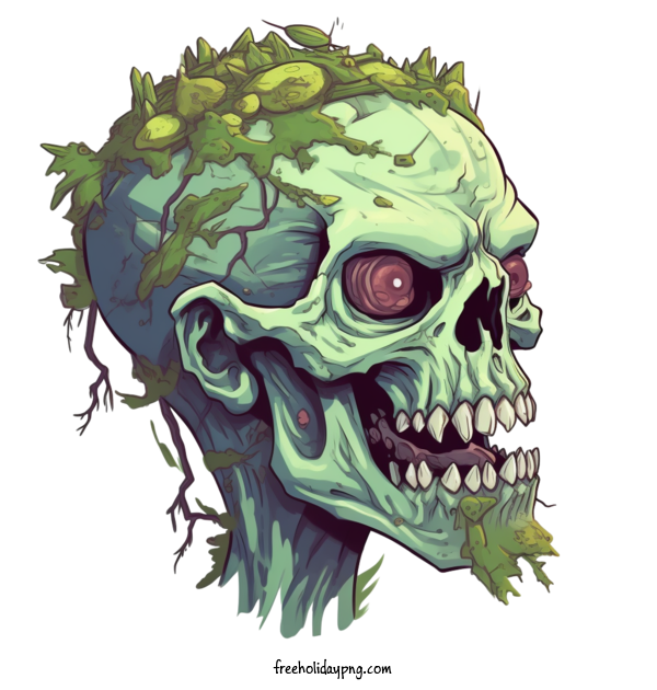 Transparent Halloween Zombie skull green for Zombie for Halloween
