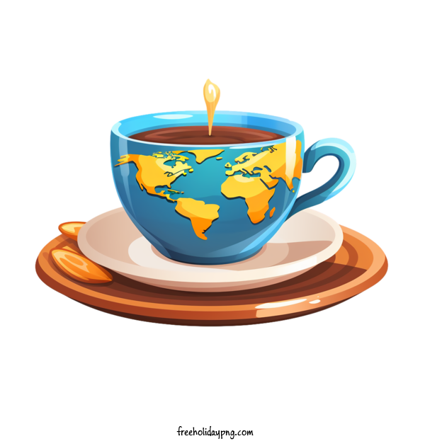 Transparent Coffee Day International Coffee Day coffee cup world map for International Coffee Day for Coffee Day