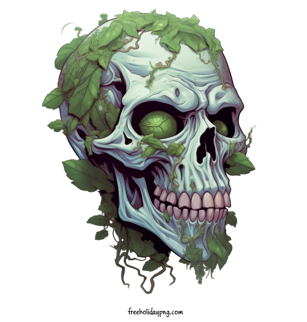 Transparent Halloween Zombie skull green for Zombie for Halloween
