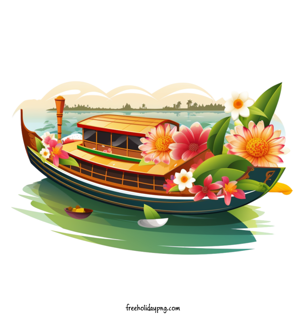 Transparent Onam Onam Boat boat flowers for Onam Boat for Onam