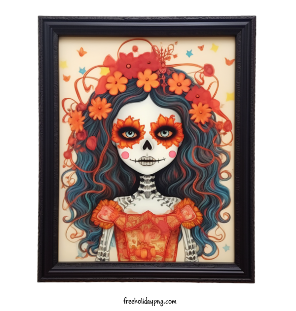 Transparent Day of the Dead Skelita Calaveras woman skull for Skelita Calaveras for Day Of The Dead