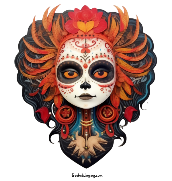 Transparent Day of the Dead Skelita Calaveras Day of the Dead skull face for Skelita Calaveras for Day Of The Dead