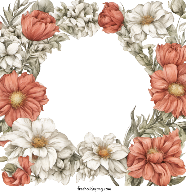 Transparent World Teacher's Day Teachers' Days floral wreath red and white flowers for Teachers' Days for World Teachers Day