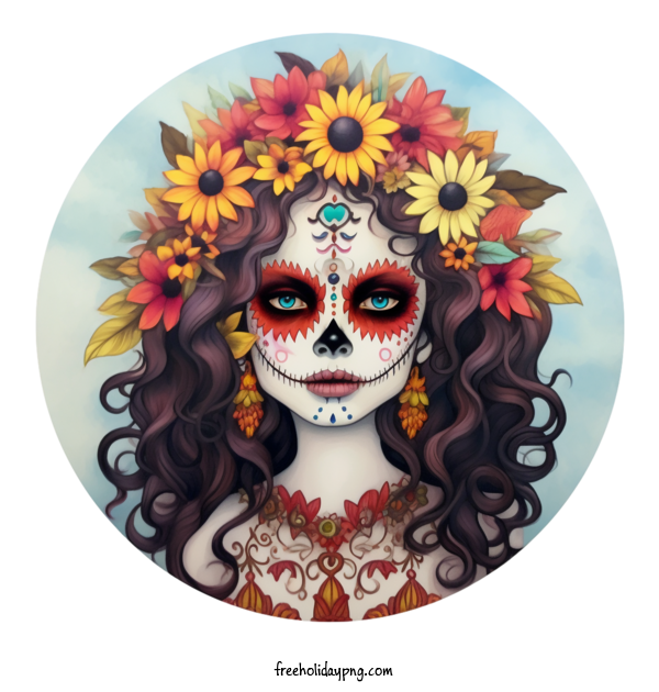 Transparent Day of the Dead Skelita Calaveras beauty girl for Skelita Calaveras for Day Of The Dead