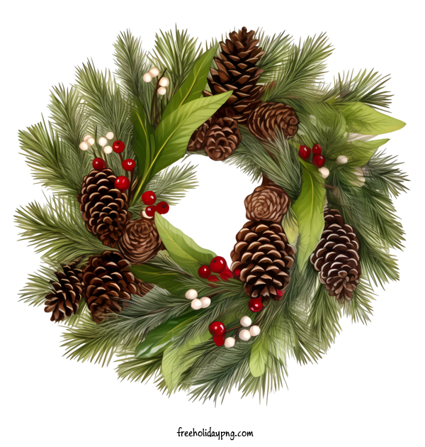 Transparent Christmas Christmas Wreath pinecones holly berries for Christmas Wreath for Christmas