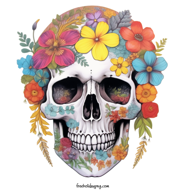Transparent Day of the Dead Sugar Skull colorful skull for Sugar Skull for Day Of The Dead