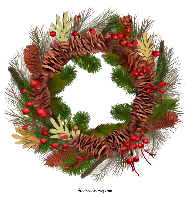 Transparent Christmas Christmas Wreath pine cones holly berries for Christmas Wreath for Christmas