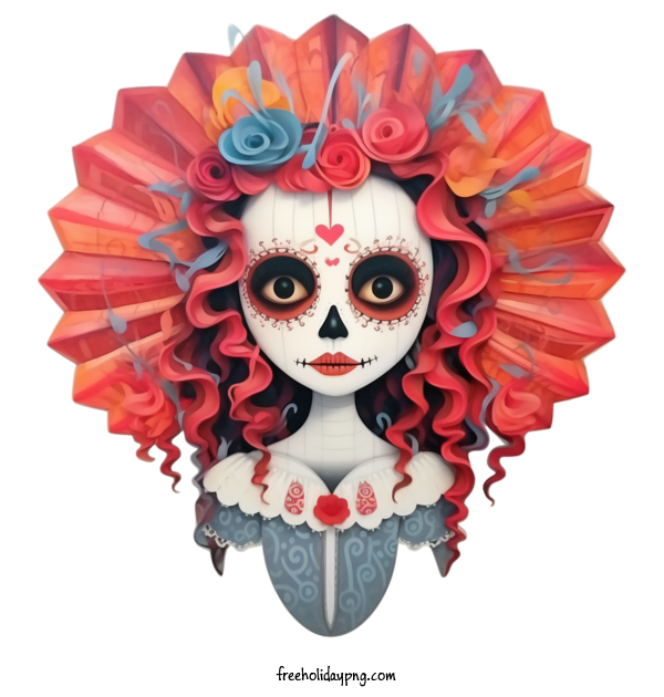 Transparent Day of the Dead Skelita Calaveras sugar skull Day of the Dead for Skelita Calaveras for Day Of The Dead