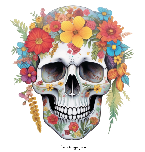 Transparent Day of the Dead Sugar Skull skull floral crown for Sugar Skull for Day Of The Dead