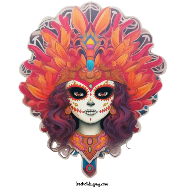 Transparent Day of the Dead Skelita Calaveras clown skull for Skelita Calaveras for Day Of The Dead