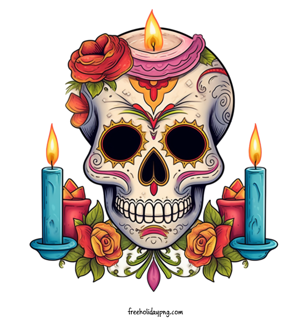 Transparent Day of the Dead Sugar Skull skull candles for Sugar Skull for Day Of The Dead