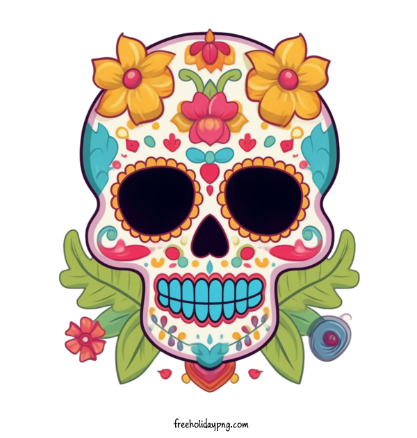 Transparent Day of the Dead Sugar Skull Skull Colorful for Sugar Skull for Day Of The Dead