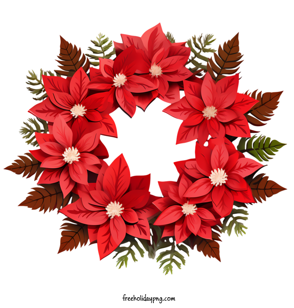 Transparent Christmas Christmas Wreath red poinsettia wreath holiday decoration for Christmas Wreath for Christmas