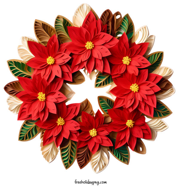 Transparent Christmas Christmas Wreath Poinsettia red flowers for Christmas Wreath for Christmas